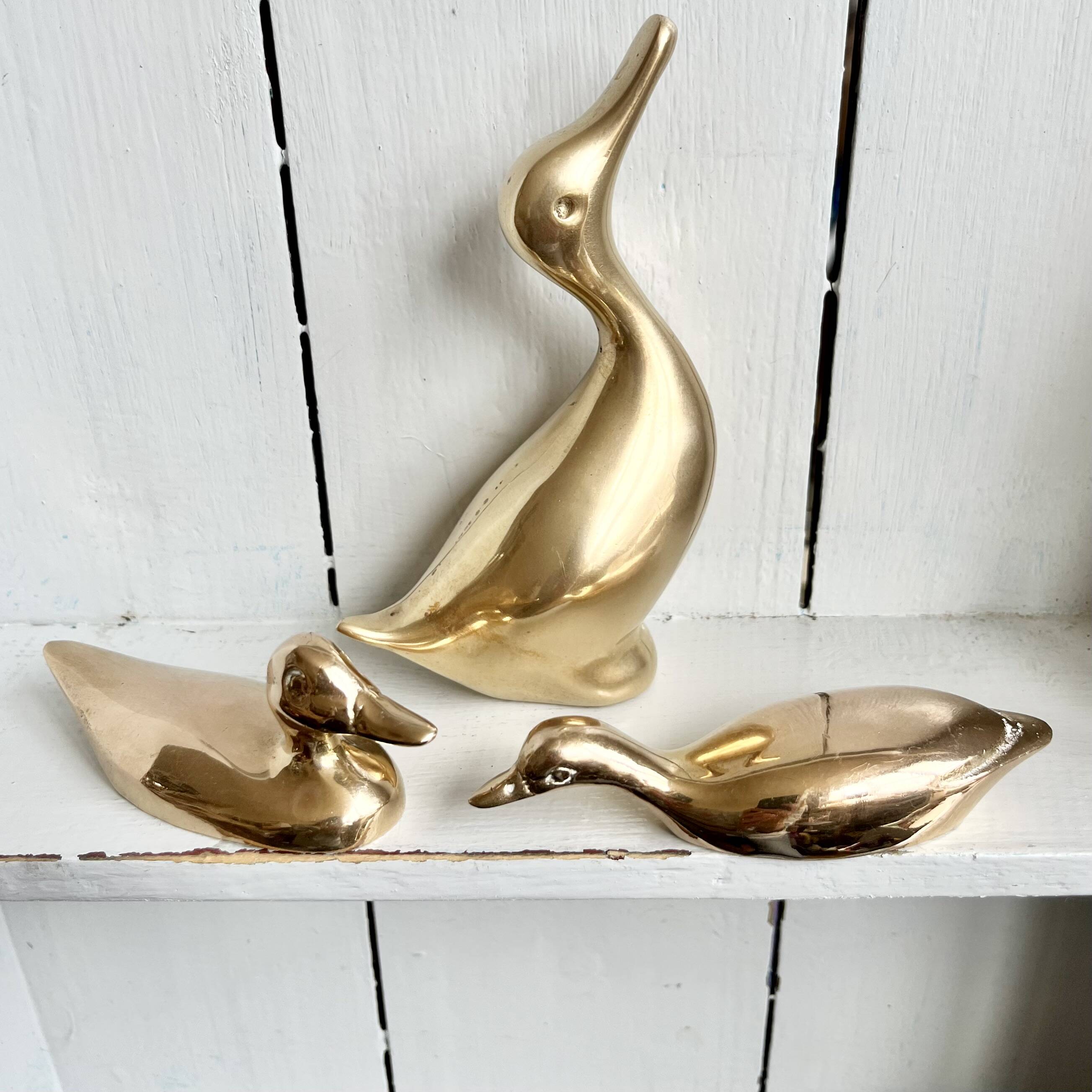 Three ducks or trio in solid brass