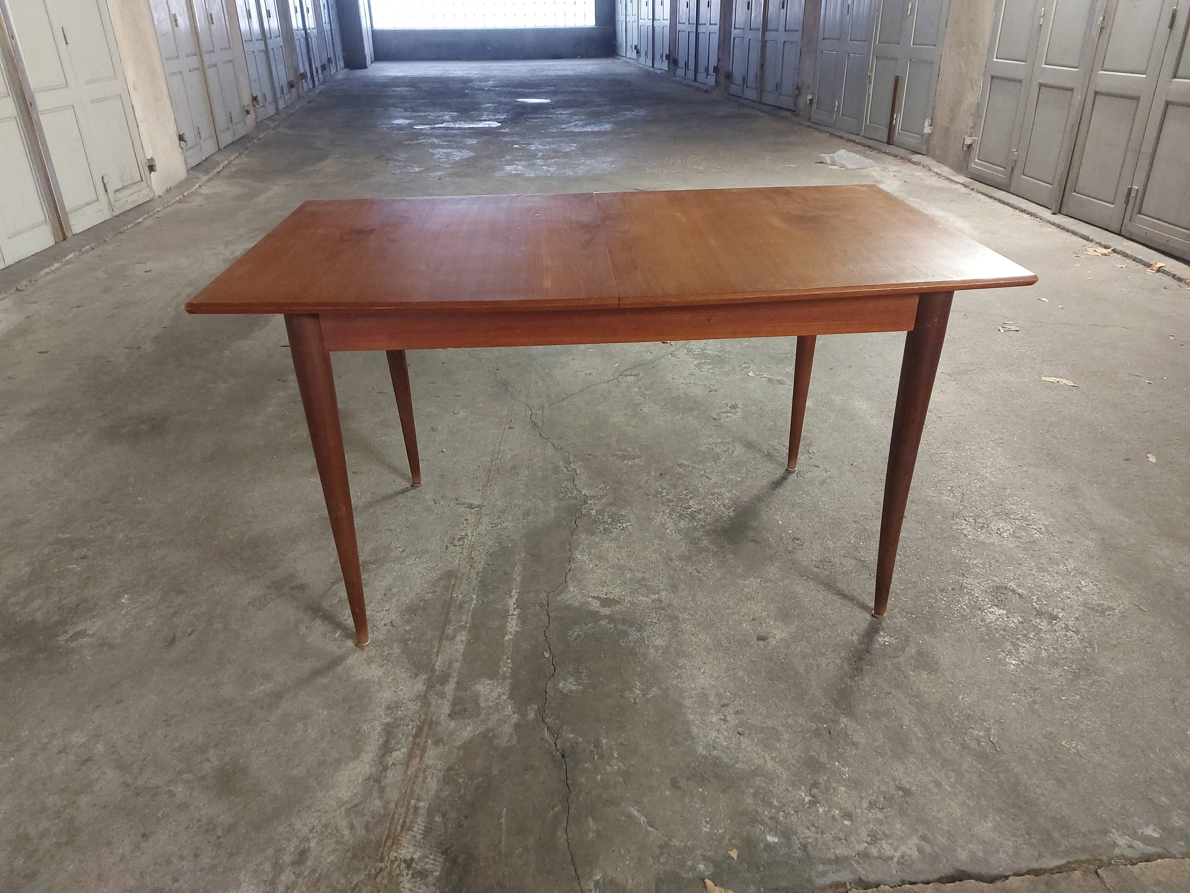 Scandinavian teak table with built-in extension