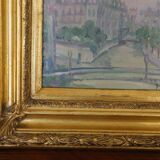 View of the Pont Tournelle, Paris, by Pierre Bouthinon, Oil painting