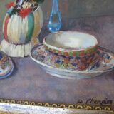 Old painting, oil on cardboard, René Champion