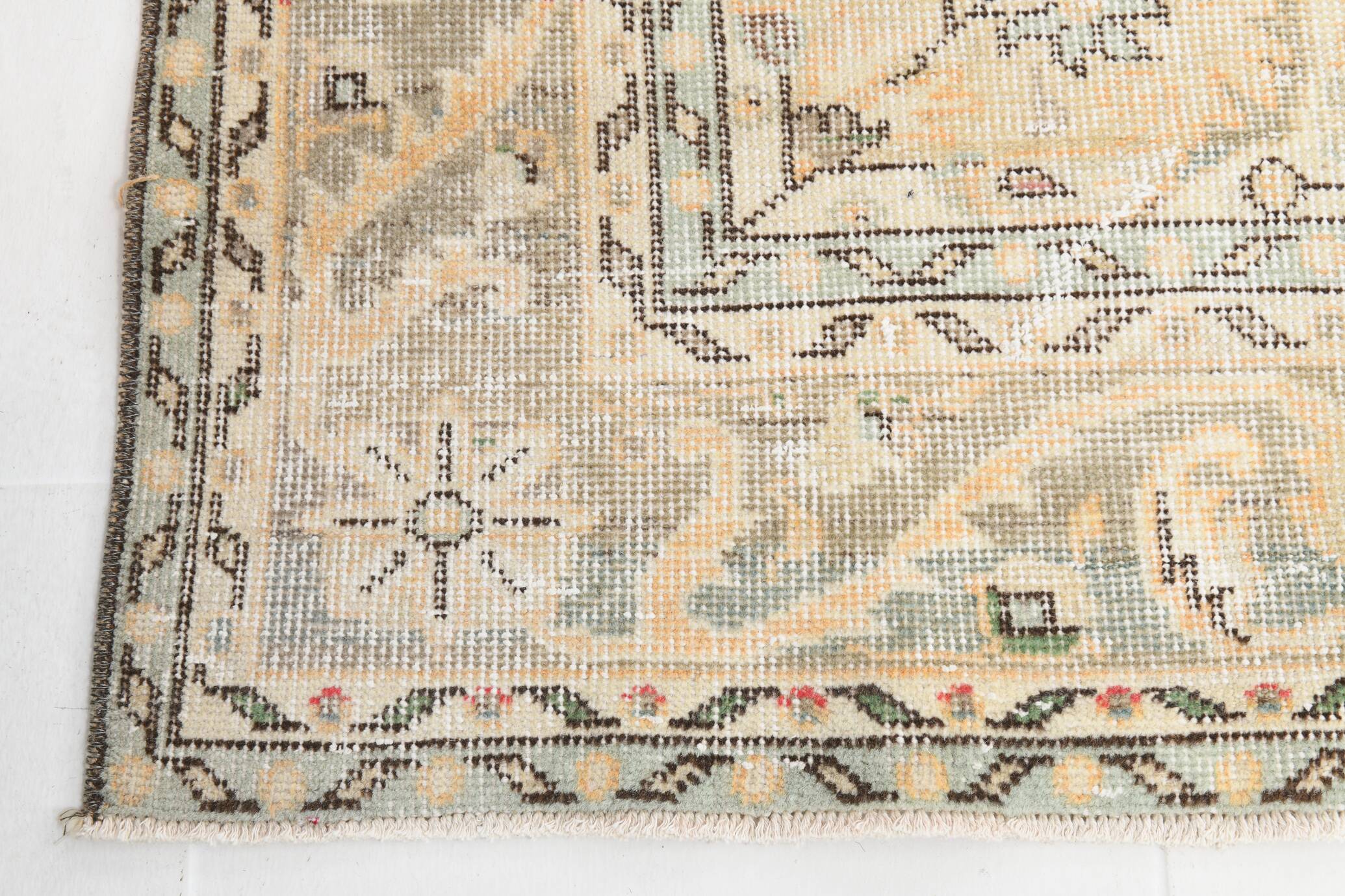 Mustard Yellow Decorative Classic Persian Vintage Rug, 180x299 Cm