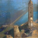 Painting by Edouard Pannetier (1884-1965) Mediterranean Estuary Orientalist