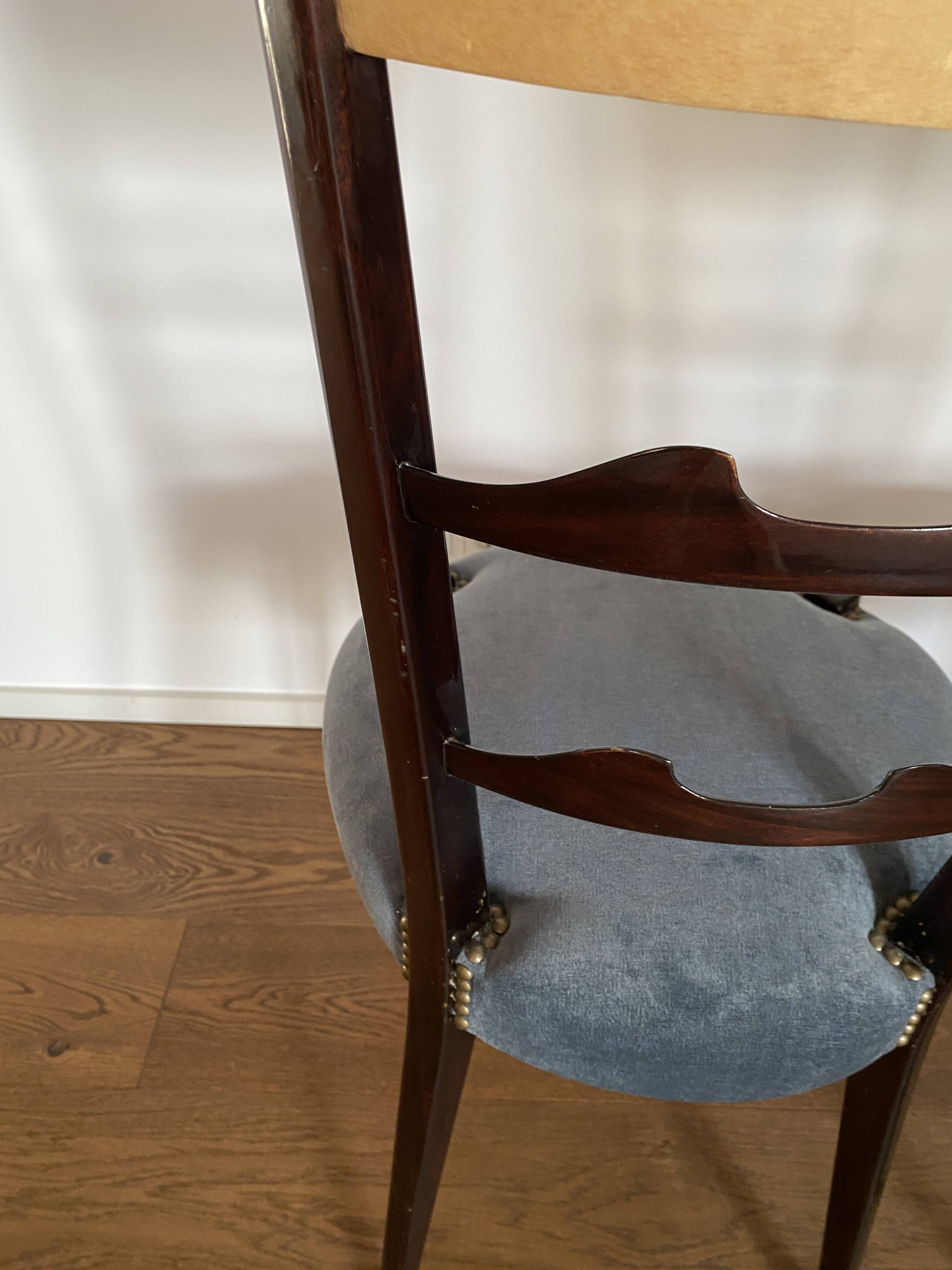 Set of four Italian Mid-Century Modern High Back dining chairs by Aldo Tura
