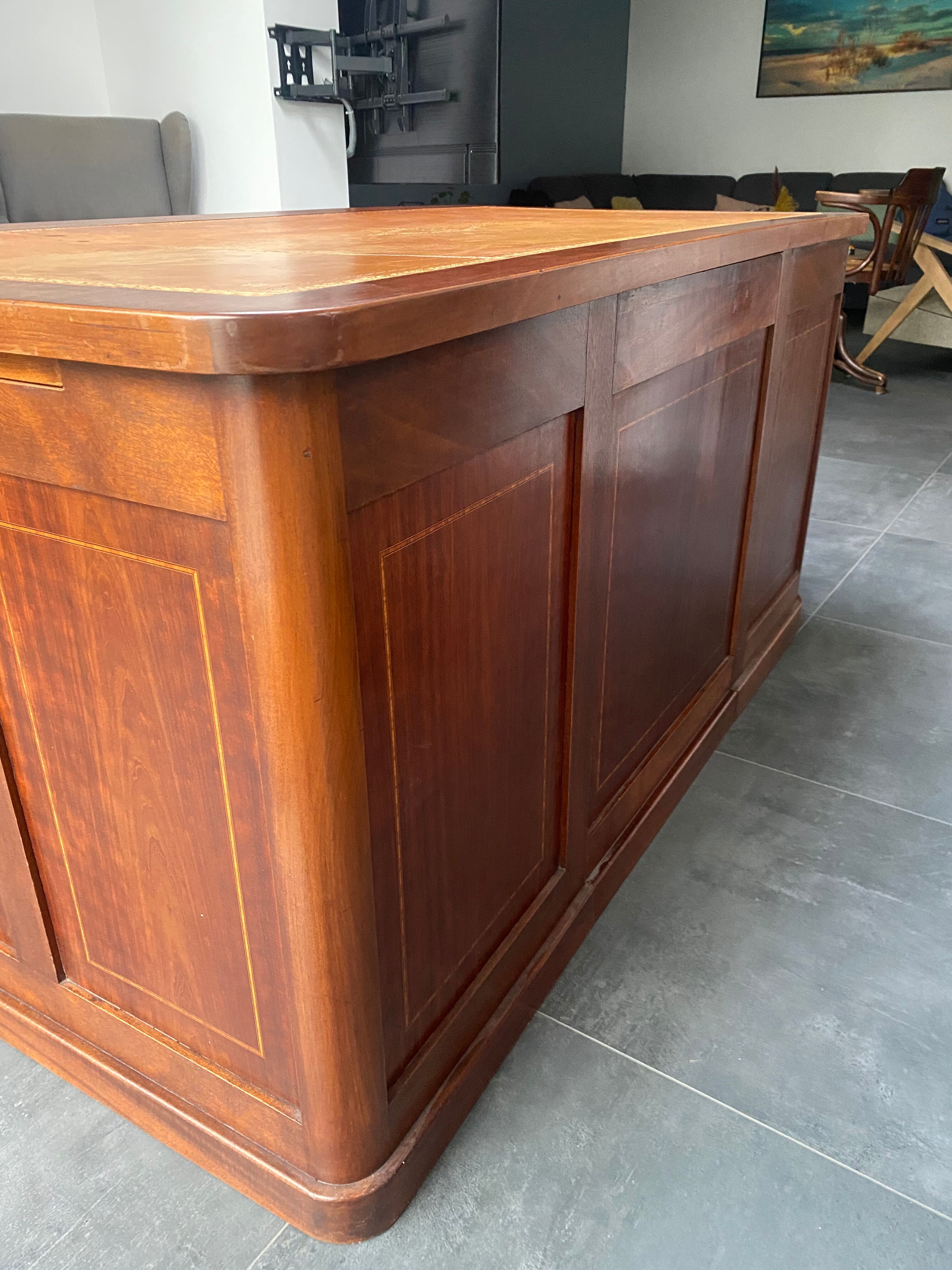 Antique desk mahogany wood vintage leather