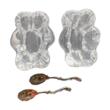 Daum crystal salts and silver spoons