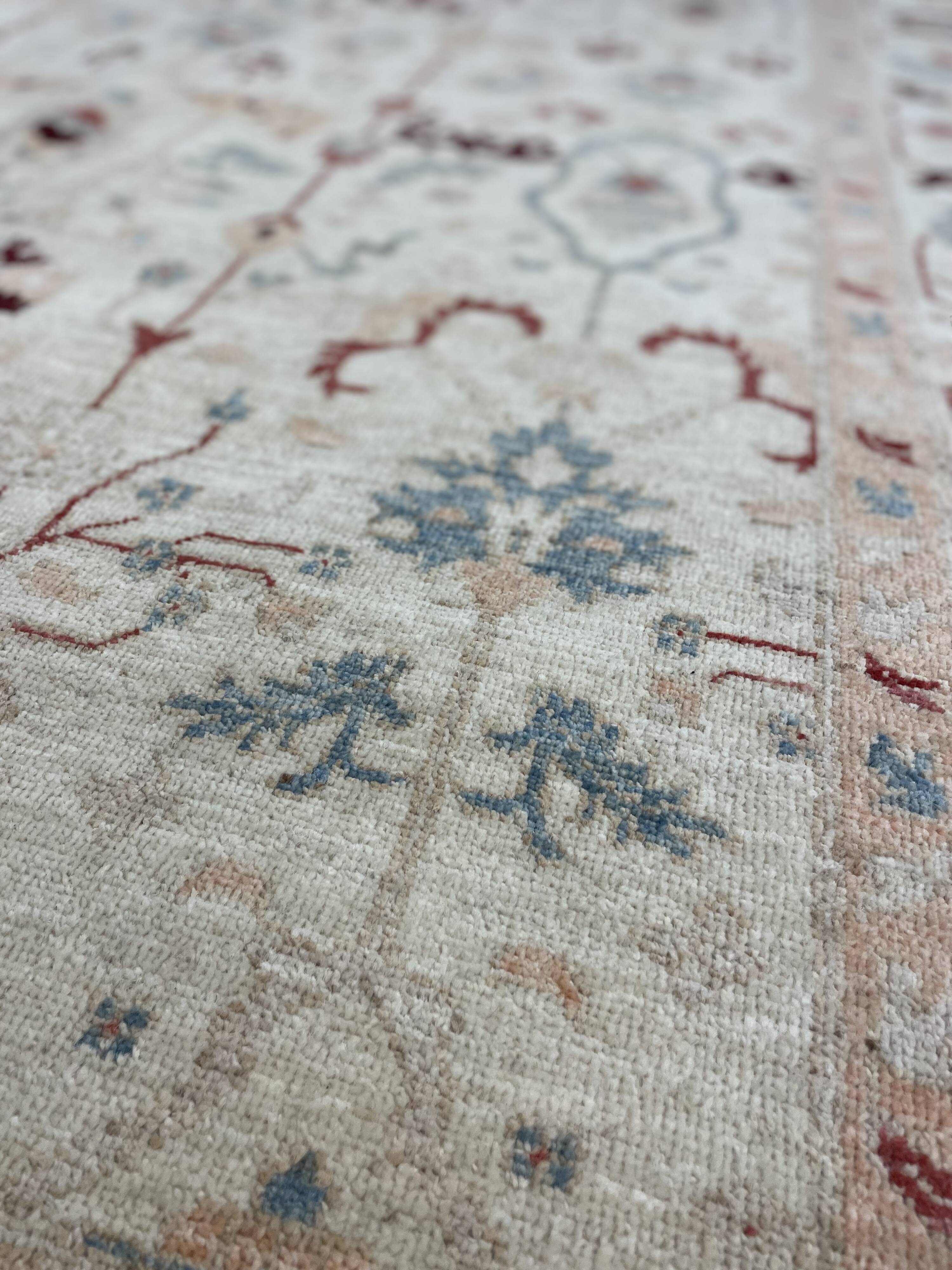 Handmade Cream Wool Floral Rug, Modern Oriental Living Room Carpet