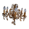 Lustre bronze et pampilles cristal de Bohême à six bras