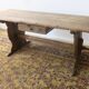 Large antique pine trestle dining table with drawer, Sweden 1780