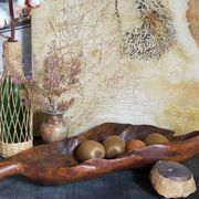 Coupe feuille en bois massif sculptée XXL ancienne