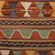 4x6 Green & Red Geometric Vintage Kilim Rug, 123x169Cm