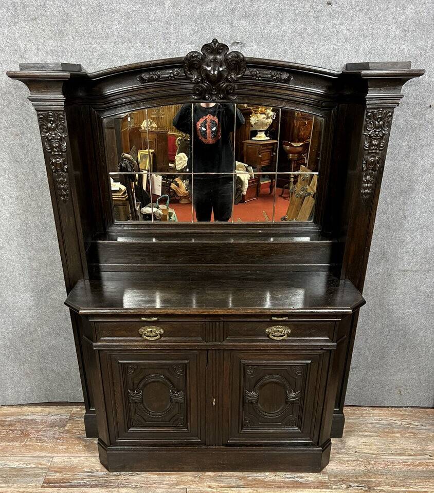Blackened wooden sacristy sideboard from the Napoleon III period, circa 1850