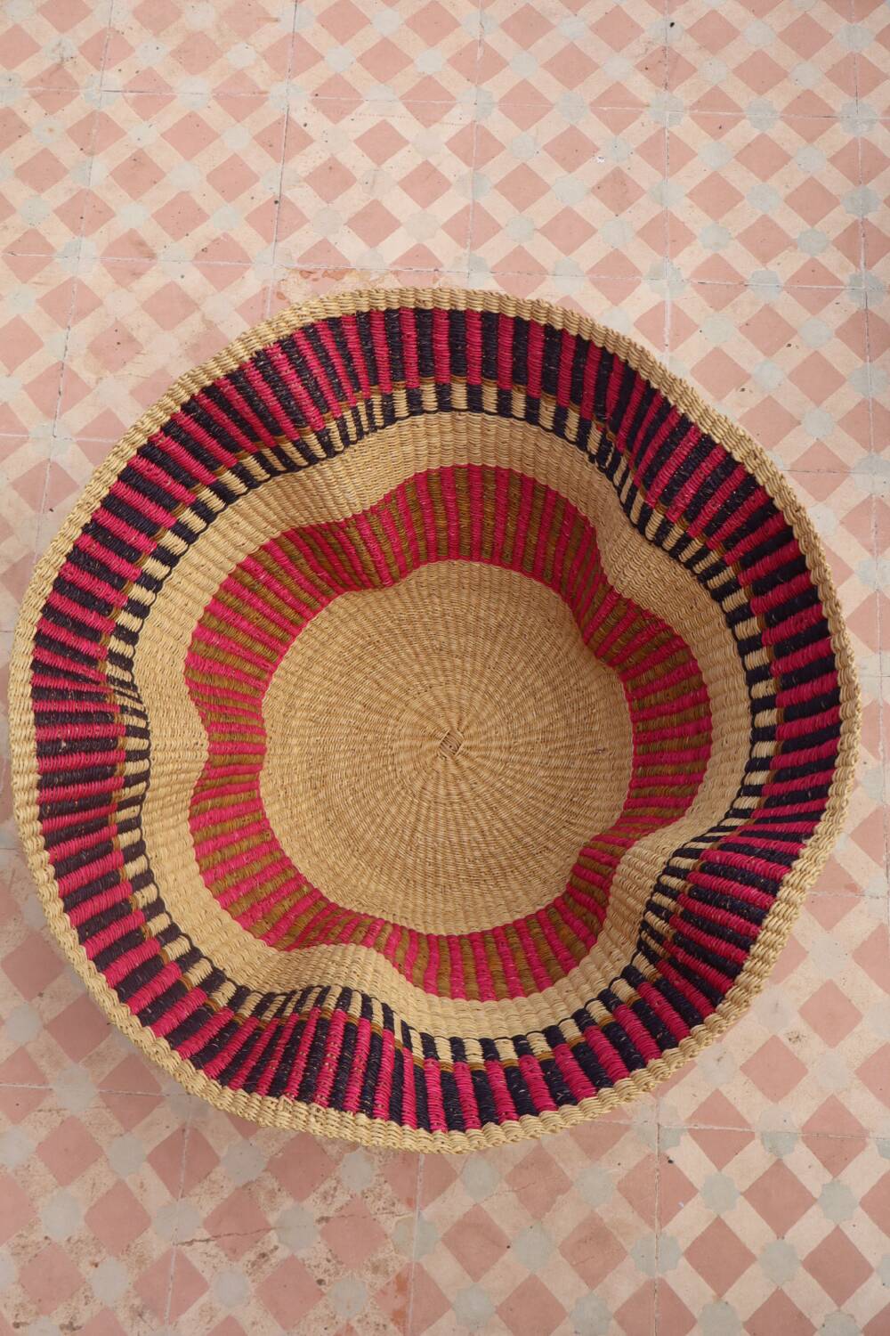 African Bolga Basket Hanging Basket Handmade Colorful Bohemian
