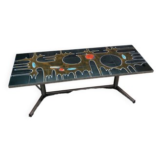 Table basse céramique et chrome, 1970