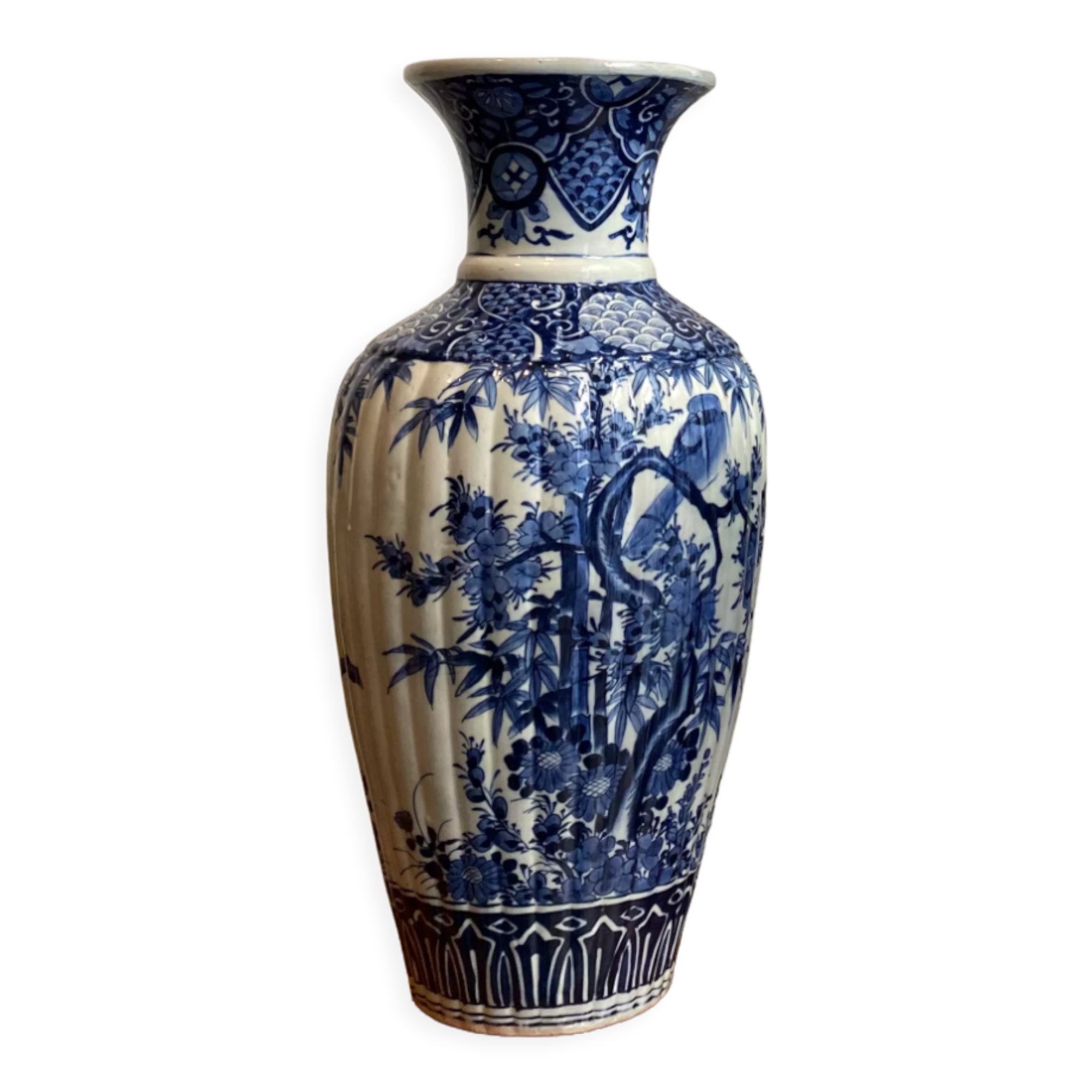 Vase chinois en blanc bleu