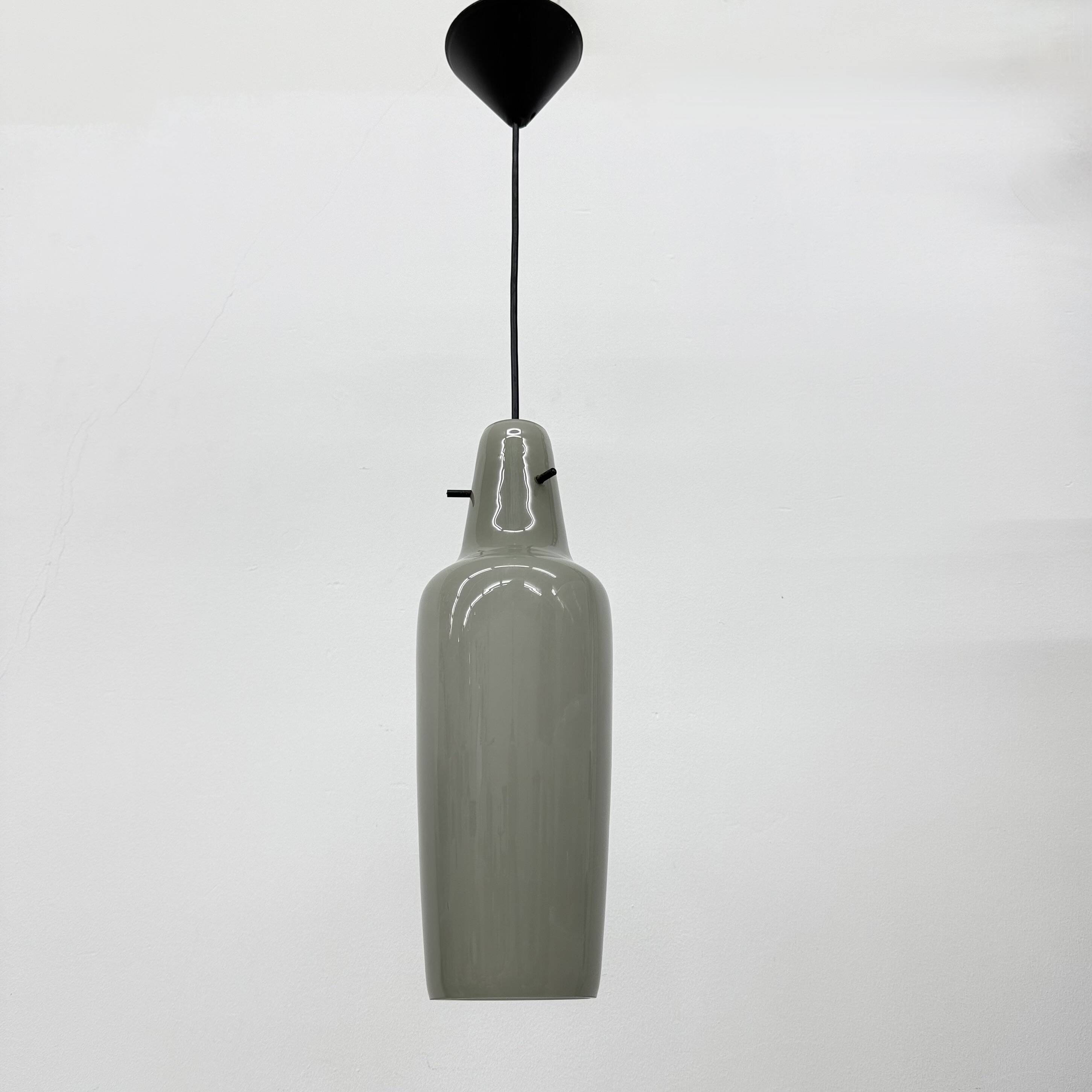 Mid-century grey glass pendant hanging lamp , 1960s Scandinavian