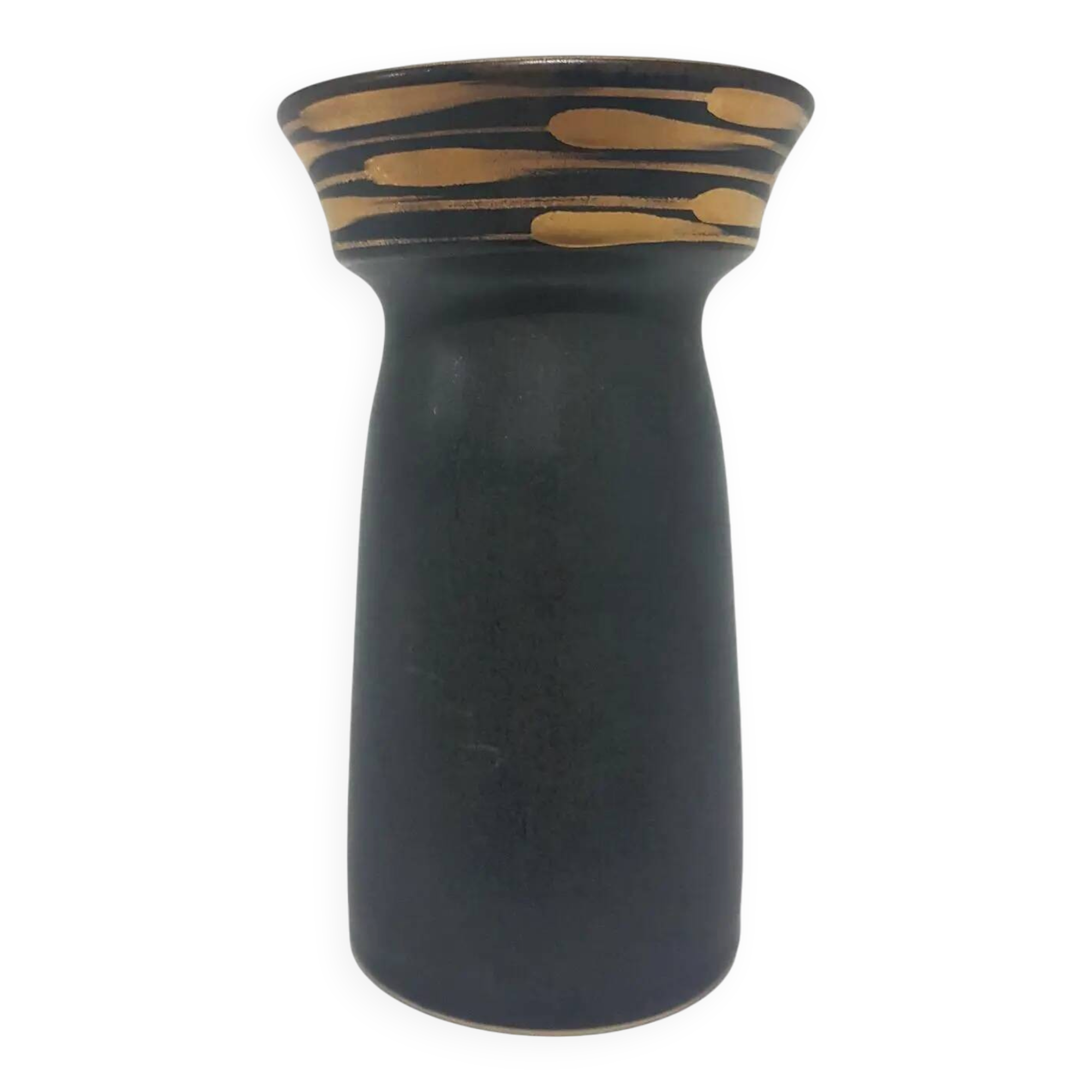 Juist vase, black and gold, ceramic, Germany, 1970s