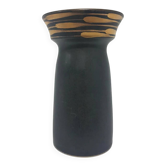 Vase Juist, noir doré, céramique, Allemagne, années 70