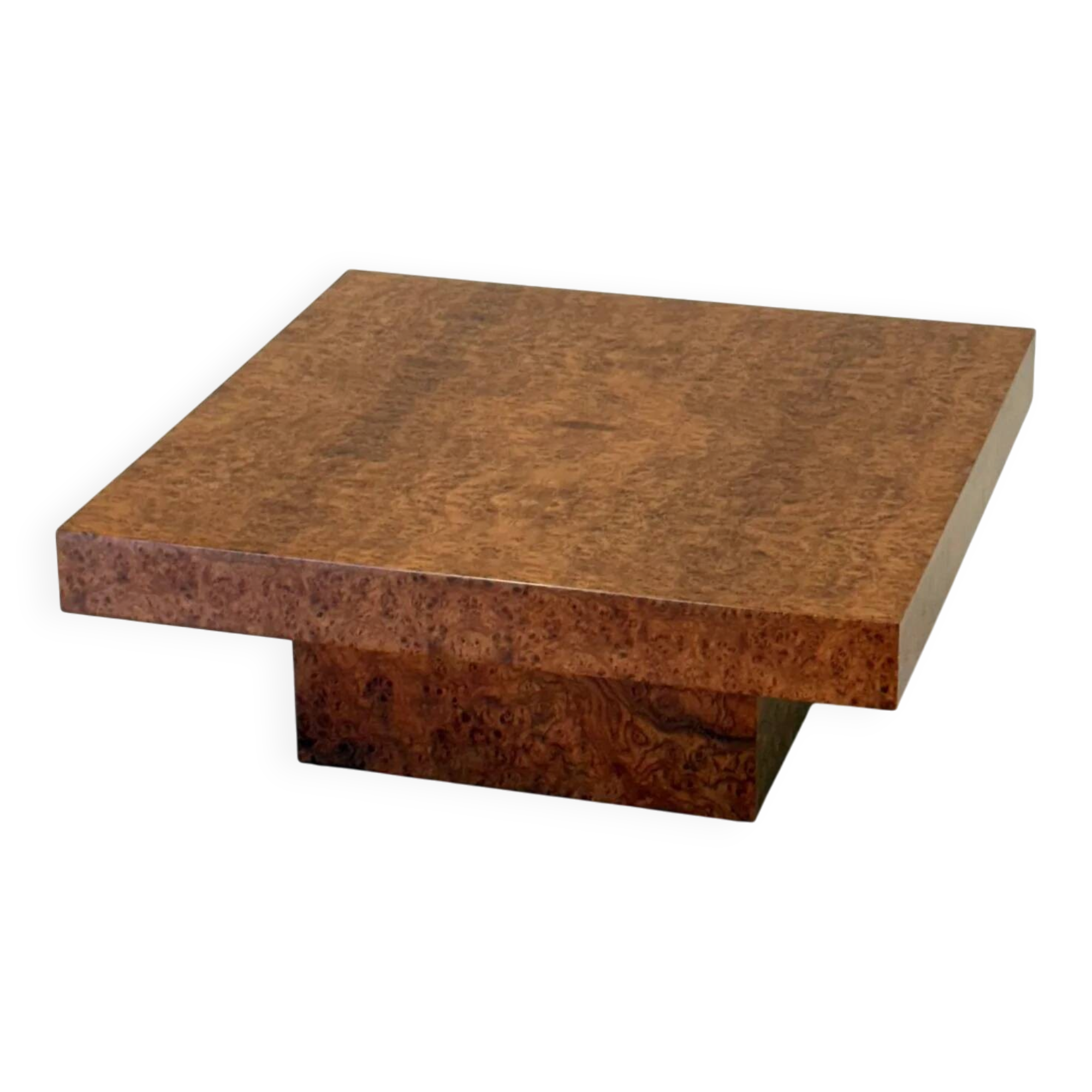 Square coffee table by Fratelli Turri with burl wood