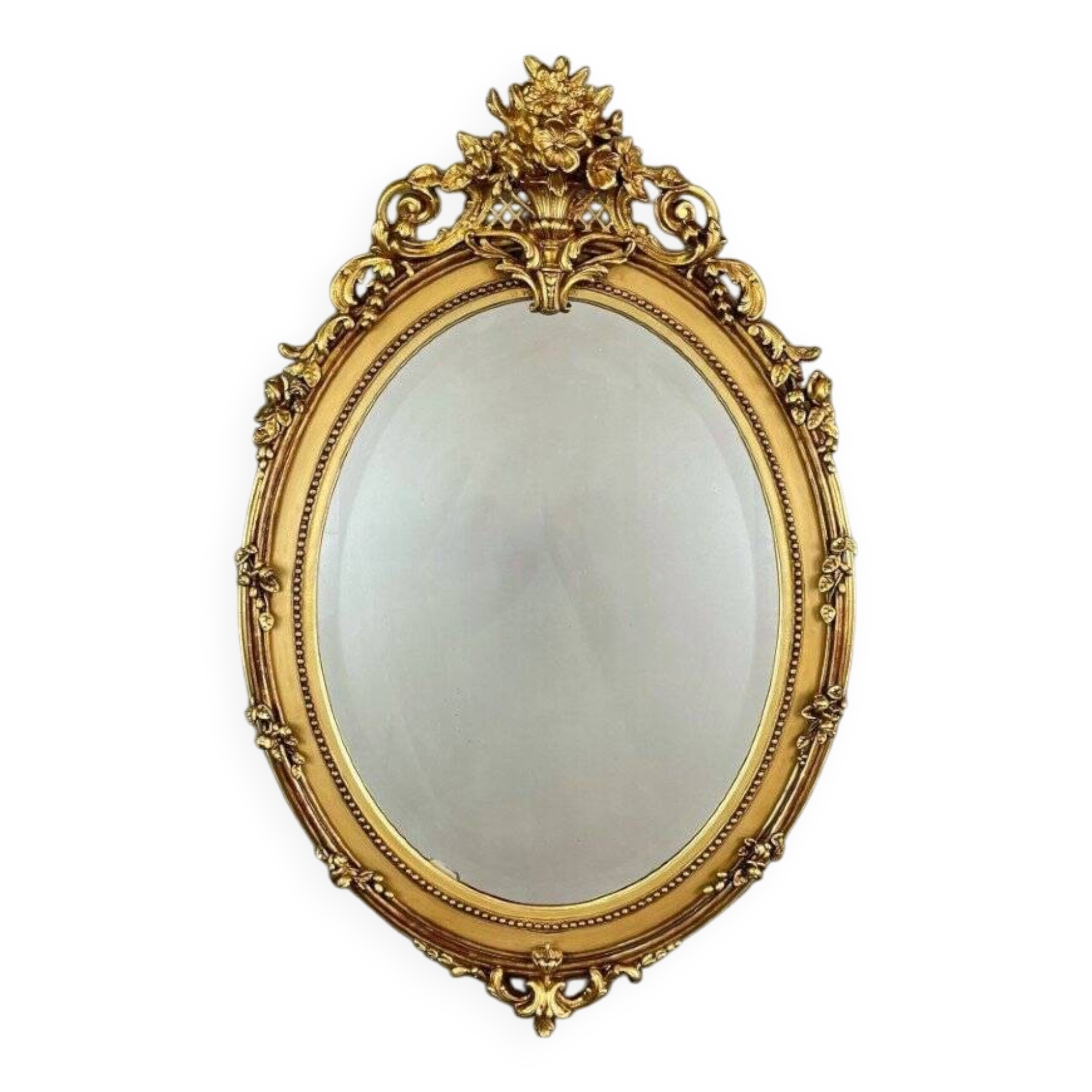 Miroir ovale en bois doré Napoléon III