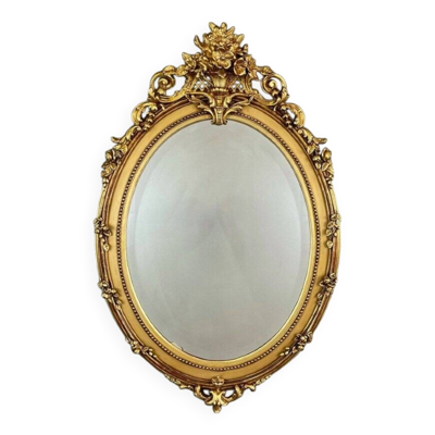 Miroir ovale en bois doré Napoléon III