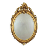 Miroir ovale en bois doré Napoléon III