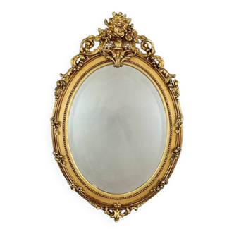 Napoleon III Gilded Wood Oval Mirror