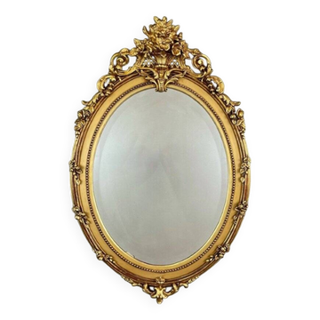 Napoleon III Gilded Wood Oval Mirror