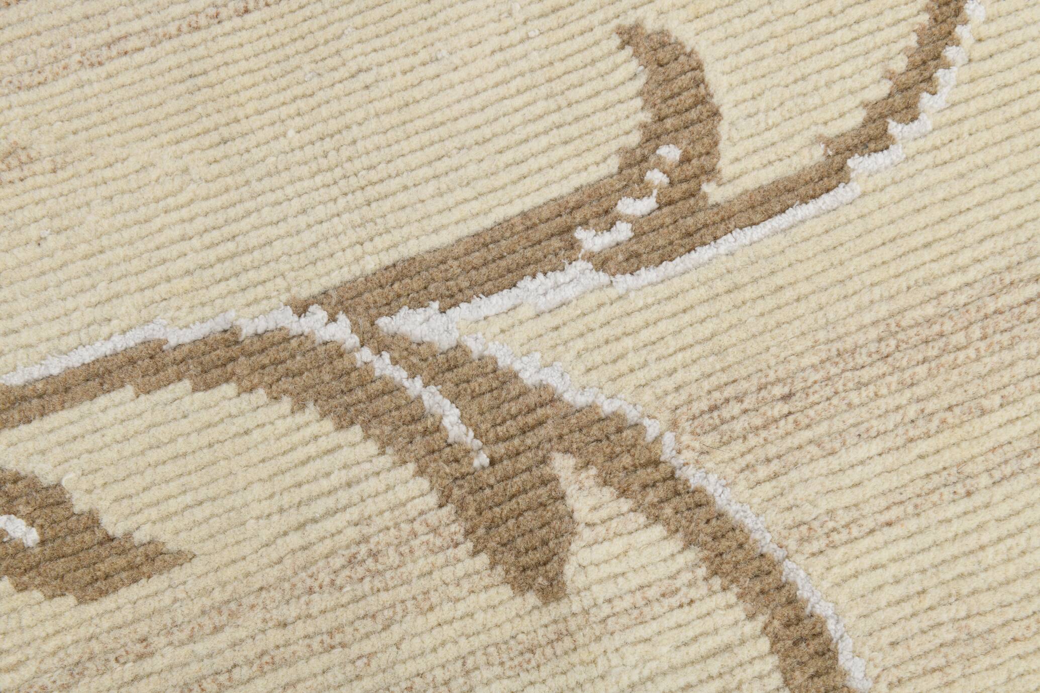 Turkish Cream & Brown Modern Vintage Rug, 179x273Cm