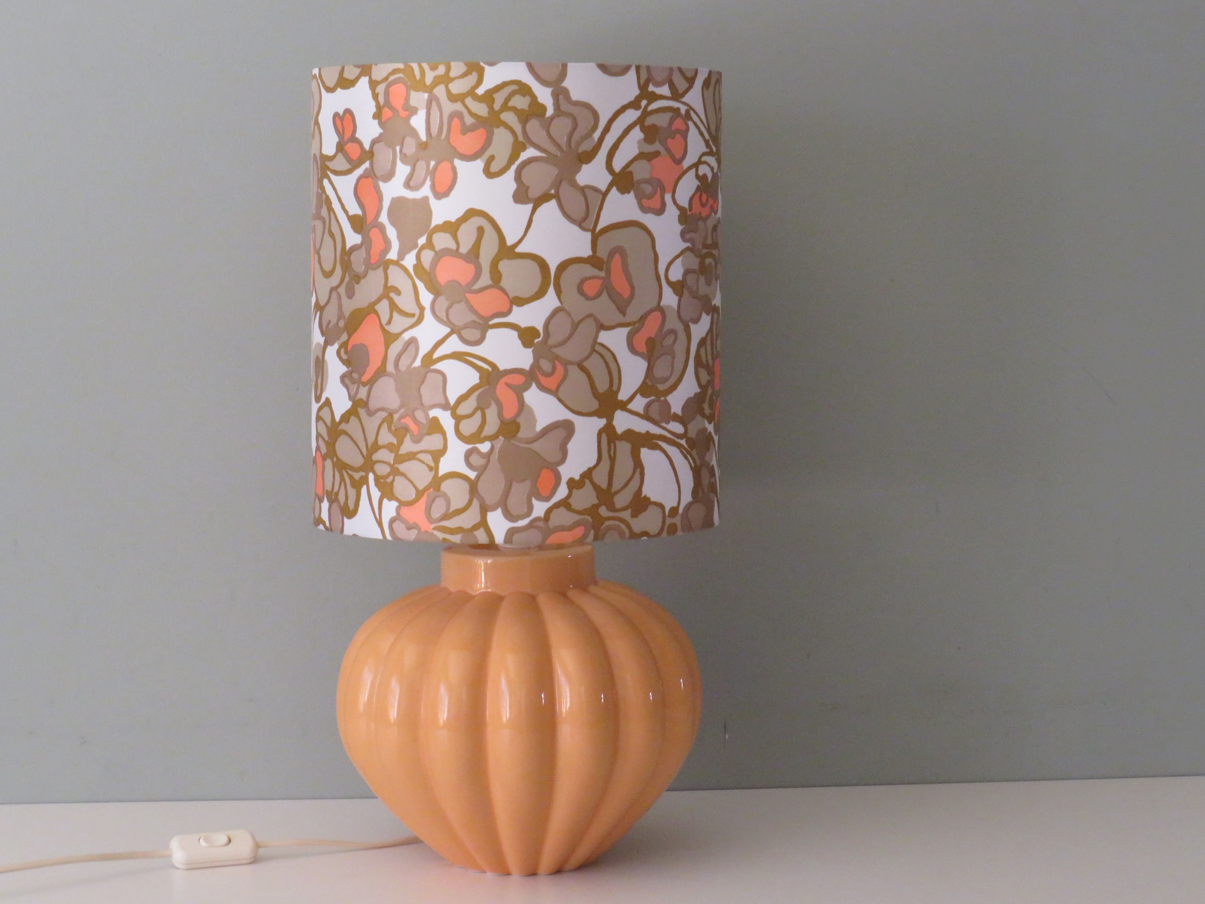 Vintage French ceramic table lamp with custom lampshade.