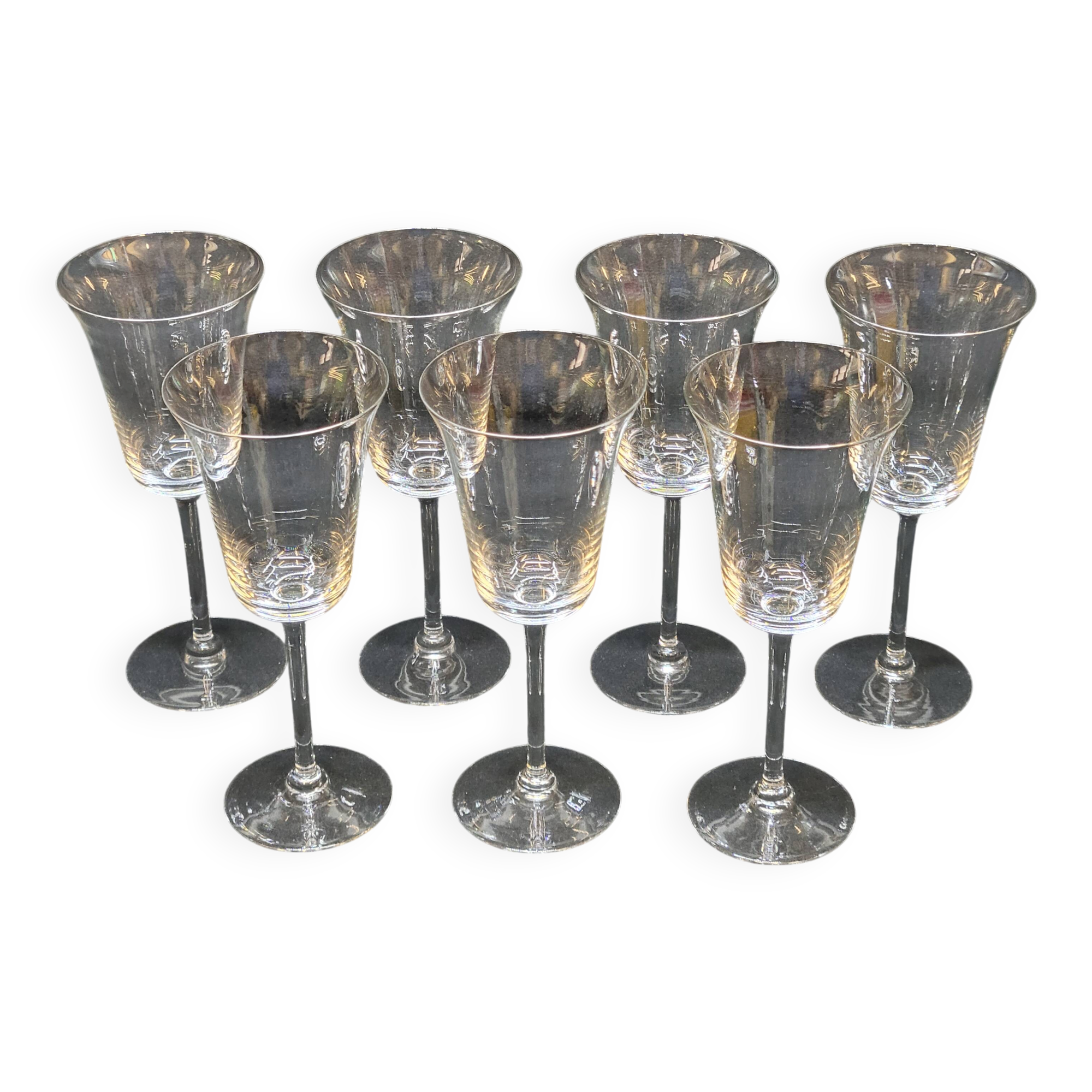 7 Fine Crystal Stemmed Wine or Water Glasses - Baccarat? / Saint Louis?