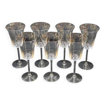 7 verres à pied en cristal fin à vin ou eau - Baccarat ou Saint louis