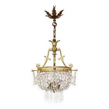 Antique French bronze chandelier with tassels circa 1900