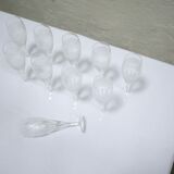 Series of 10 vintage crystal champagne flutes