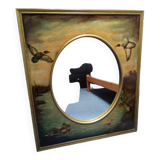 Oval mirror in duck pattern frame
