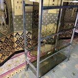 Shelf in chromed metal and smoked glass 1970