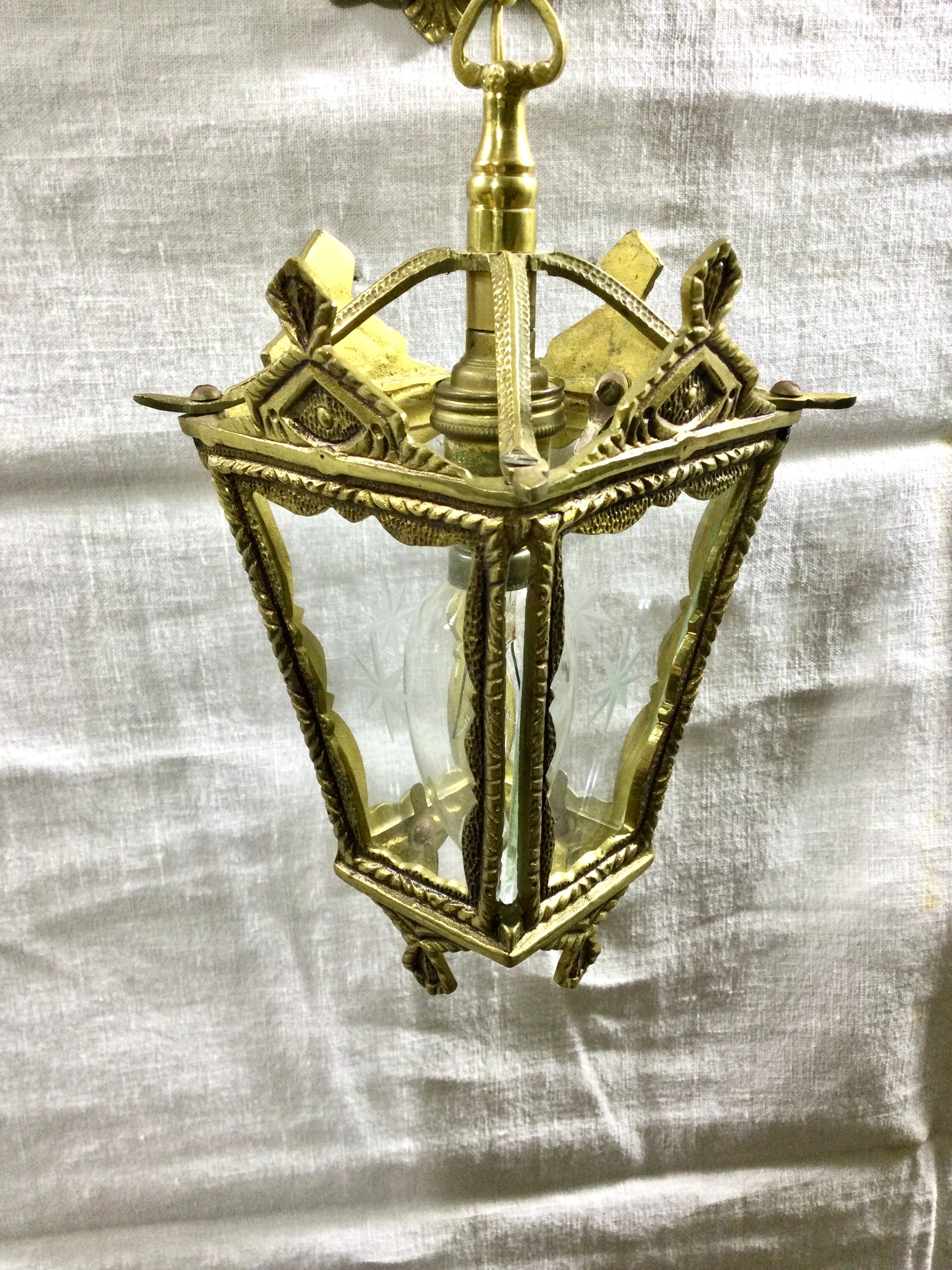 Bronze lantern with starry glasses