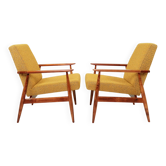 Paire de fauteuils vintage bouclè moutarde H.Lis 