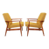 Pair of vintage boucle mustard armchairs H.Lis