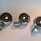 Set of 3 Benny Frandsen modular chrome pendant lights, Denmark 1970/80