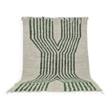 Tapis berbère fait main artisanale vert et blanc taille 150 x 250 cm