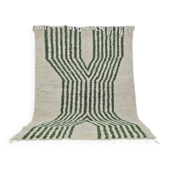 Handmade Berber rug, green and white, size 150 x 250 cm