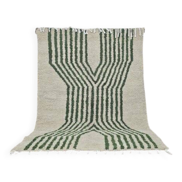 Tapis berbère fait main artisanale vert et blanc taille 150 x 250 cm