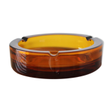 Round vintage amber glass ashtray
