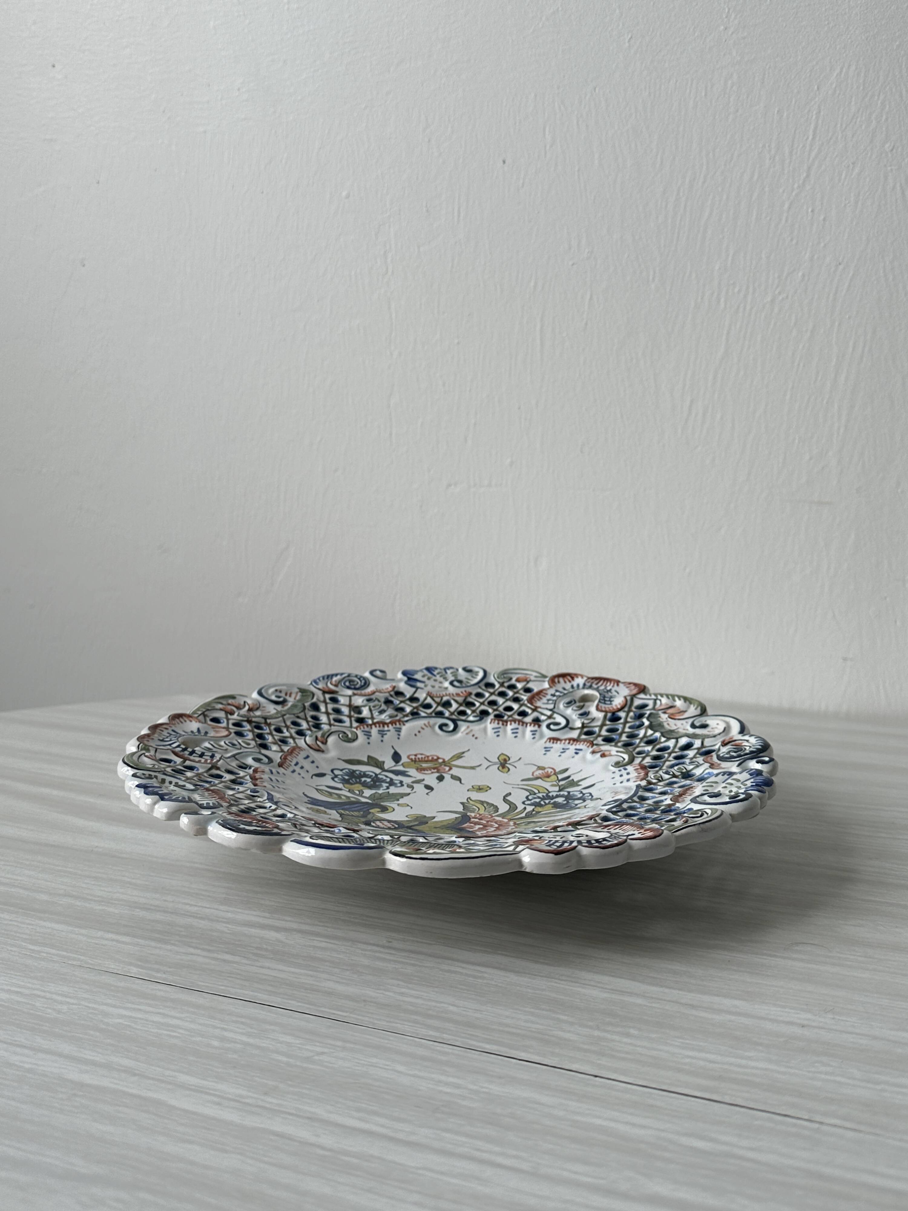 Openwork earthenware plate from Rouen