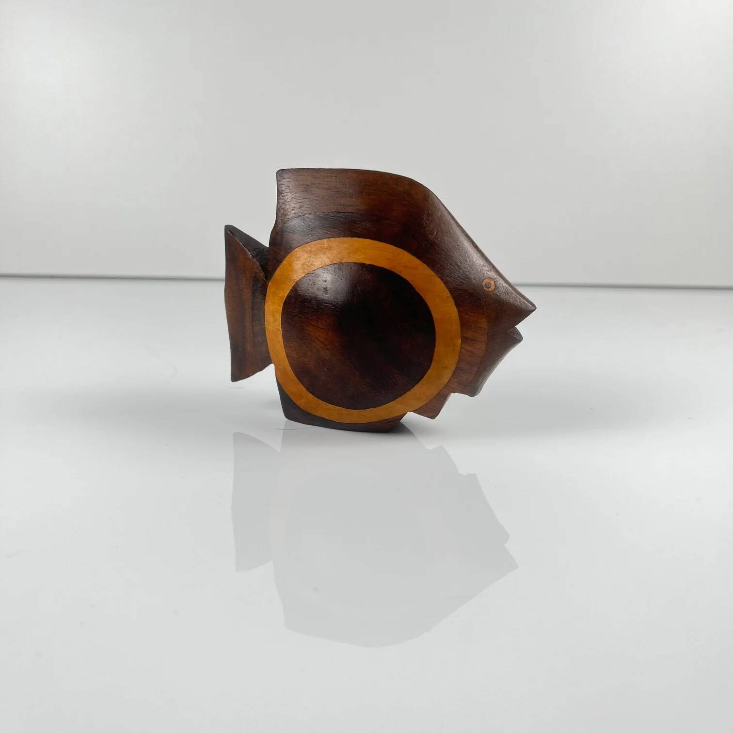 Small statue of a fish in exotic wood, mid-century modernism.