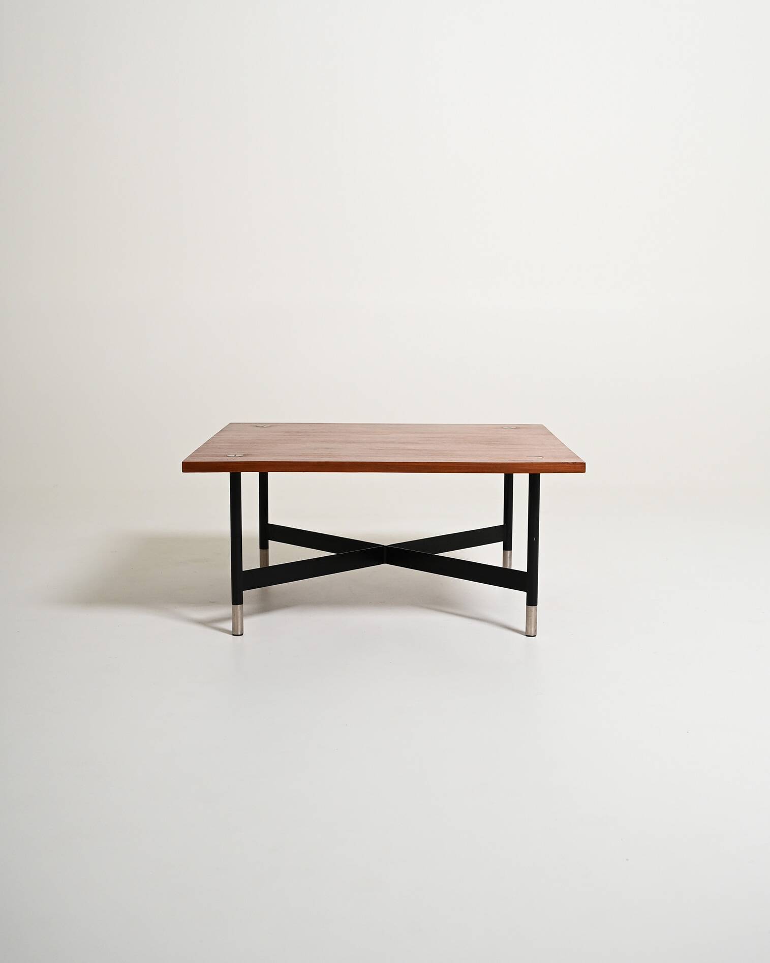 Vintage Italian teak and metal coffee table, 1970s
