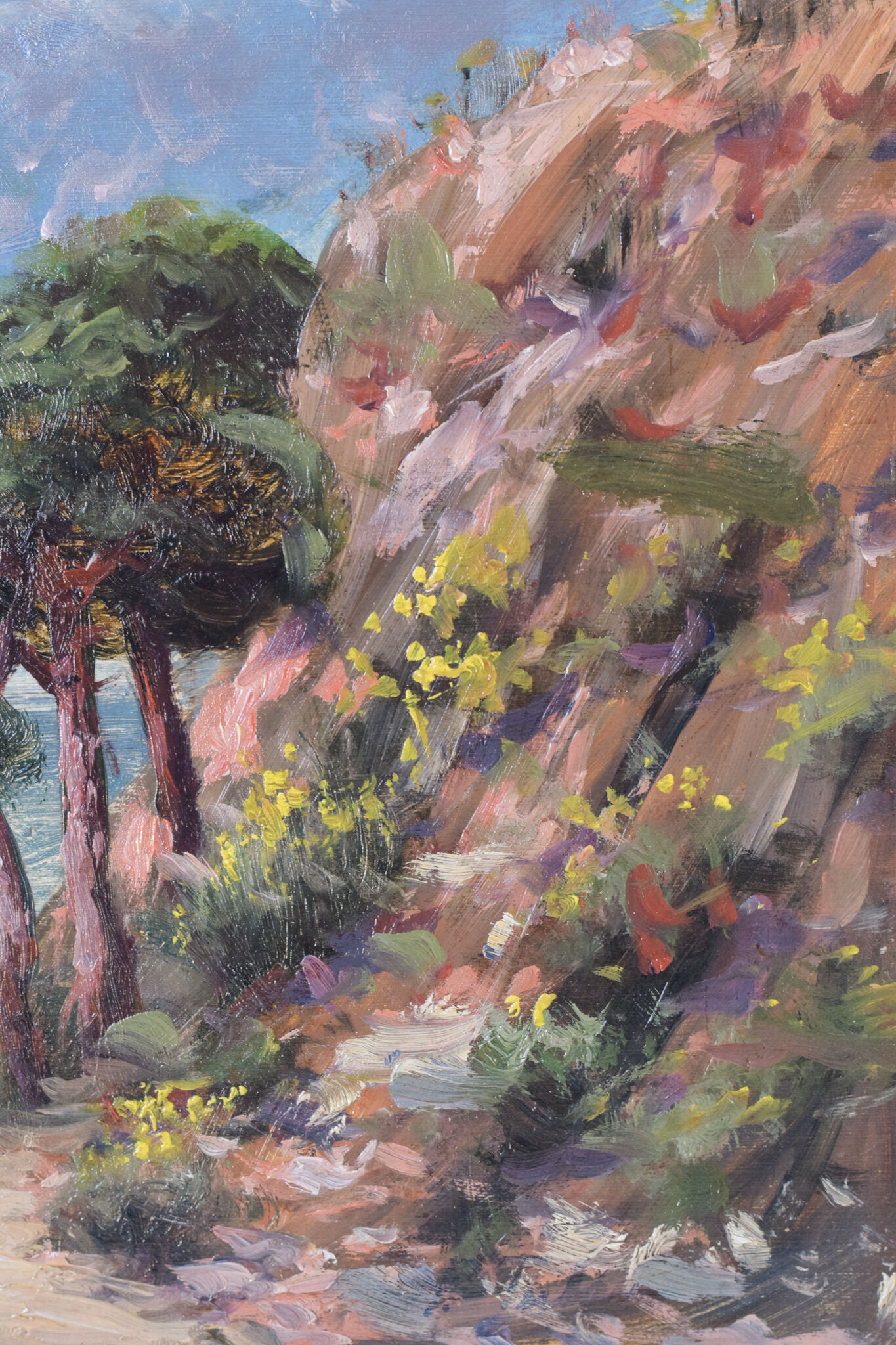 Coastal landscape with sailing boats