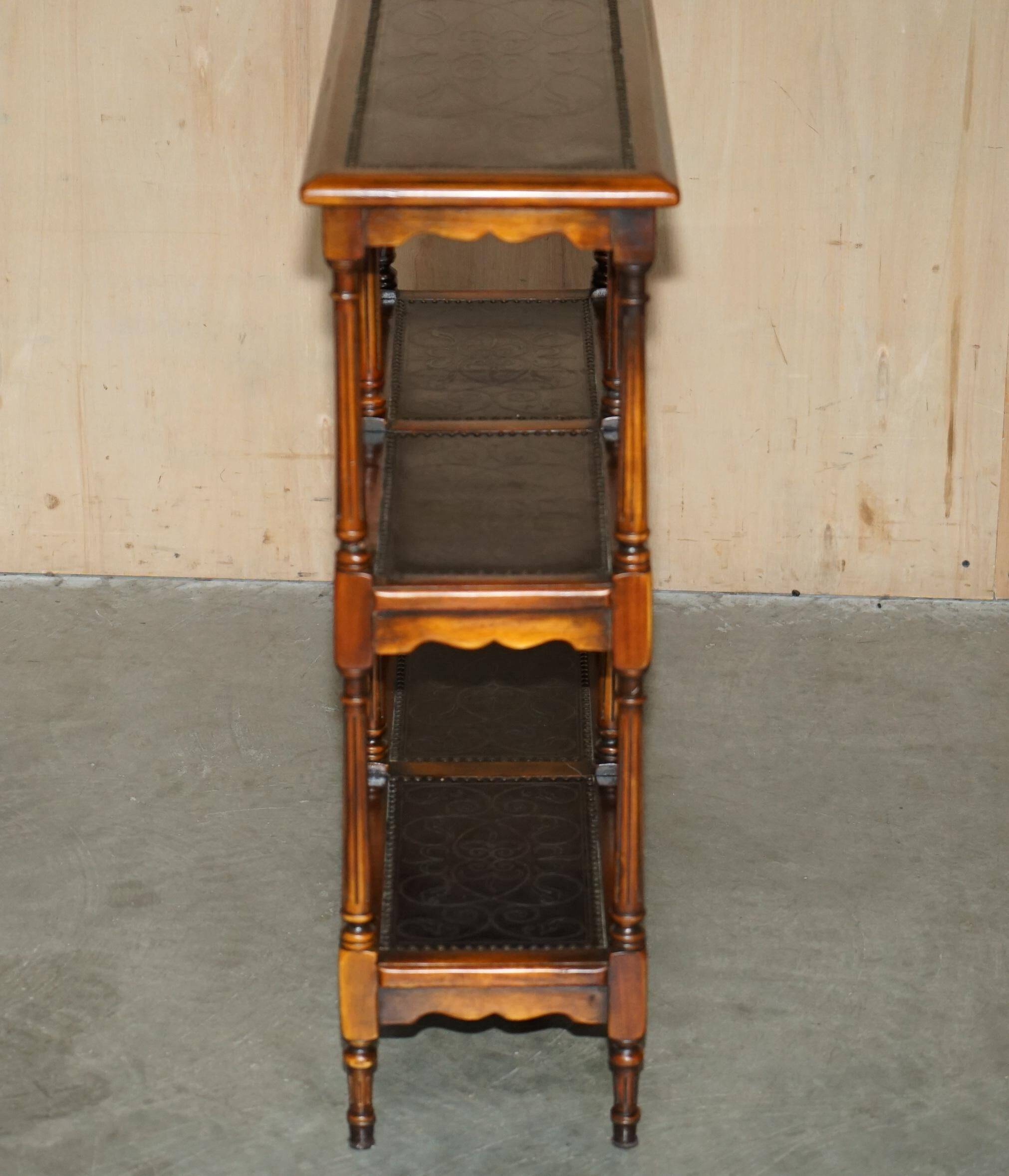 Theodore Alexander bookshelf shelf, solid wood, embossed leather.