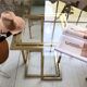 Italy octagonal table 70s glass and brass