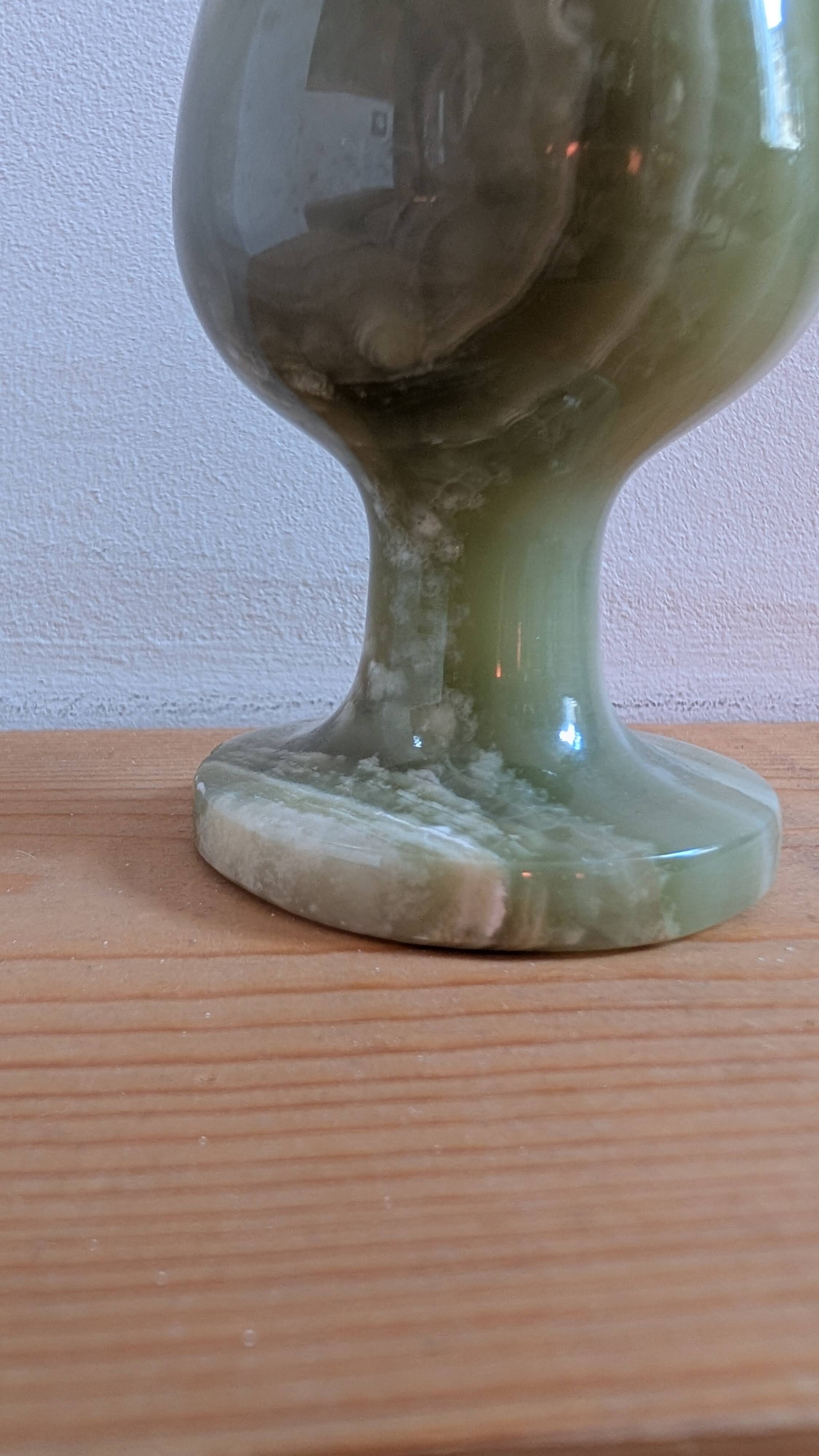 Vintage green onyx table lighter – 1970s style
